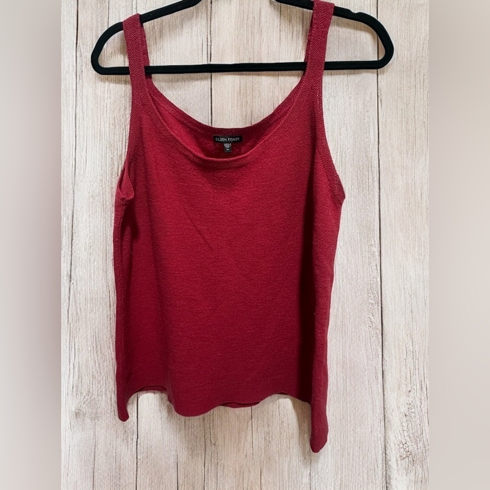 Eileen Fisher Cranberry Women’s Knitted Shell Tank Waist Length Size XL EUC
